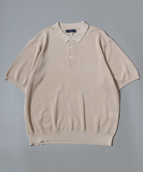 ANPAS(アンパス)の「Cooling Pique Texture Knit Polo Shirt / 14G 接触冷感 鹿の子編み ルーズシルエット サマーニットポロシャツ メンズ 半袖 ビッグシルエット オーバーサイズ 無地 シンプル(ポロシャツ・メンズ・ブラック/チャコールグレー/グレイッシュベージュ・M/L)」の11枚目の写真