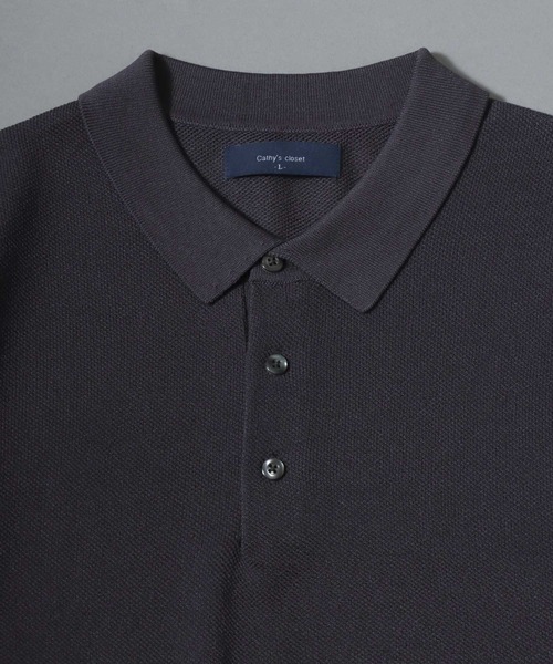 ANPAS(アンパス)の「Cooling Pique Texture Knit Polo Shirt / 14G 接触冷感 鹿の子編み ルーズシルエット サマーニットポロシャツ メンズ 半袖 ビッグシルエット オーバーサイズ 無地 シンプル(ポロシャツ・メンズ・ブラック/チャコールグレー/グレイッシュベージュ・M/L)」の21枚目の写真