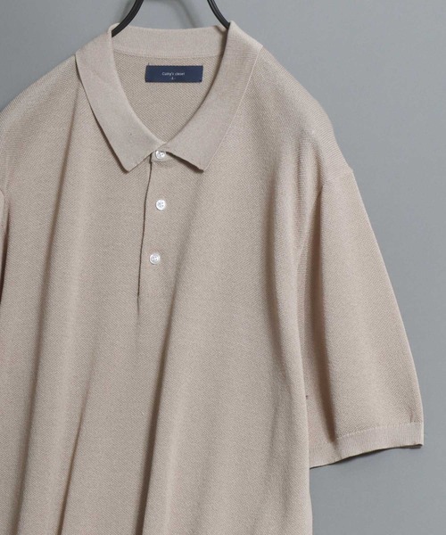 ANPAS(アンパス)の「Cooling Pique Texture Knit Polo Shirt / 14G 接触冷感 鹿の子編み ルーズシルエット サマーニットポロシャツ メンズ 半袖 ビッグシルエット オーバーサイズ 無地 シンプル(ポロシャツ・メンズ・ブラック/チャコールグレー/グレイッシュベージュ・M/L)」の5枚目の写真