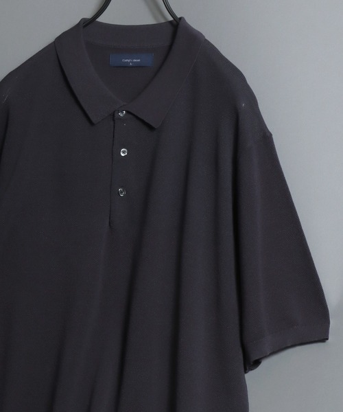 ANPAS(アンパス)の「Cooling Pique Texture Knit Polo Shirt / 14G 接触冷感 鹿の子編み ルーズシルエット サマーニットポロシャツ メンズ 半袖 ビッグシルエット オーバーサイズ 無地 シンプル(ポロシャツ・メンズ・ブラック/チャコールグレー/グレイッシュベージュ・M/L)」の6枚目の写真