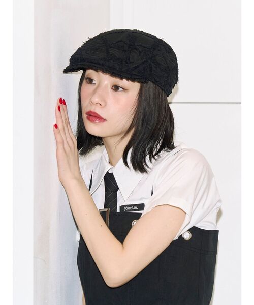 jouetie（ジュエティ）の「【kaorinomori×jouetie】レースハンチング（ハンチング/ベレー帽・レディース・ブラック/オフホワイト・FREE）」の2枚目の写真