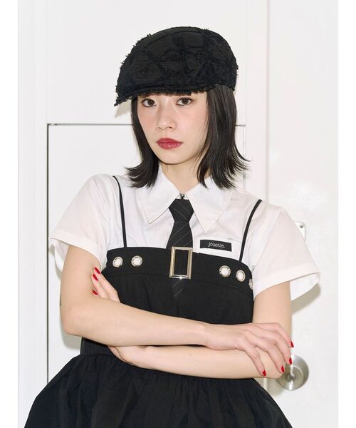 jouetie（ジュエティ）の「【kaorinomori×jouetie】レースハンチング（ハンチング/ベレー帽・レディース・ブラック/オフホワイト・FREE）」の17枚目の写真