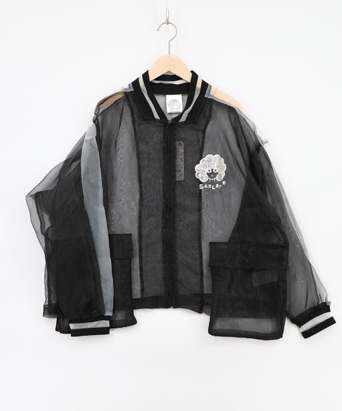 ScoLar(スカラー)の「162609:オーガンジー×ナイロン 異素材シアーブルゾン(ブルゾン・レディース・グレー/サックスブルー/ブラック・M)」の2枚目の写真