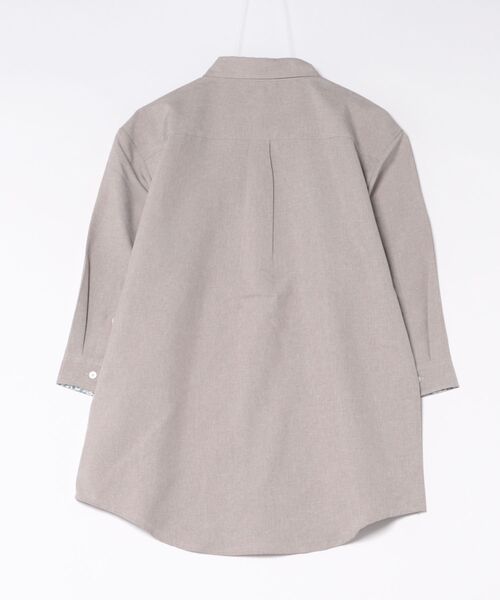 m.f.editorial(エムエフエディトリアル)の「シャツ メンズ 7分袖 麻調 無地 軽量 ドライタッチ ボタンダウン (シャツ/ブラウス・メンズ・ベージュ/オリーブ/グレー・MEDIUM/LARGE/X-LARGE)」の4枚目の写真