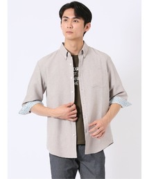 m.f.editorial（エムエフエディトリアル）の「シャツ メンズ 7分袖 麻調 無地 軽量 ドライタッチ ボタンダウン （シャツ/ブラウス）」
