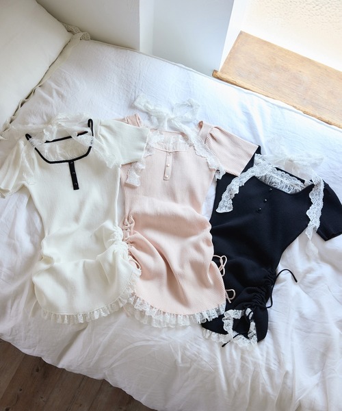 one after another NICE CLAUP(ワンアフターアナザーナイスクラップ)の「【Lace Collection】レースミニニットワンピース(ワンピース・レディース・ブラック/ホワイト/ピンク・FREE)」の16枚目の写真