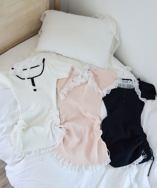 one after another NICE CLAUP(ワンアフターアナザーナイスクラップ)の「【Lace Collection】レースミニニットワンピース(ワンピース・レディース・ブラック/ホワイト/ピンク・FREE)」の17枚目の写真
