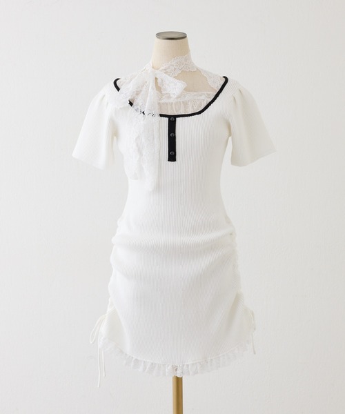 one after another NICE CLAUP(ワンアフターアナザーナイスクラップ)の「【Lace Collection】レースミニニットワンピース(ワンピース・レディース・ブラック/ホワイト/ピンク・FREE)」の20枚目の写真