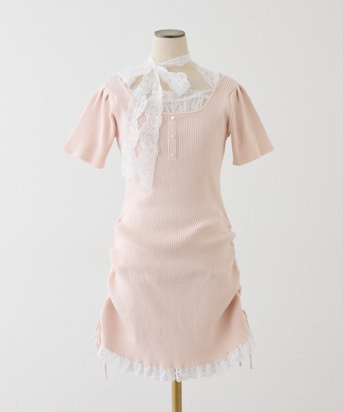 one after another NICE CLAUP(ワンアフターアナザーナイスクラップ)の「【Lace Collection】レースミニニットワンピース(ワンピース・レディース・ブラック/ホワイト/ピンク・FREE)」の19枚目の写真