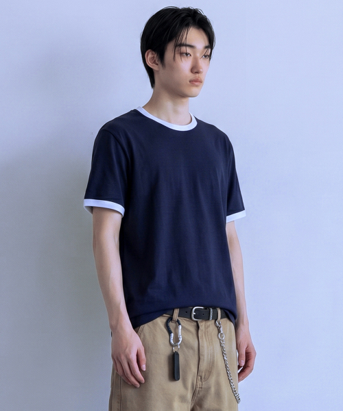 NOTUSUAL（ノットユージュアル）の「ユーズアル リンガー 半袖Tシャツ 4カラー（Tシャツ/カットソー・レディース・クリーム/ホワイト×グリーン/ホワイト/ネイビー・SMALL/MEDIUM/LARGE/X-LARGE）」の6枚目の写真
