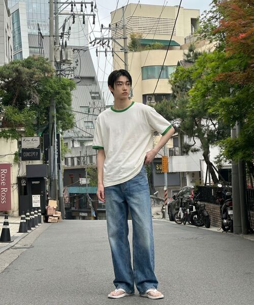 NOTUSUAL（ノットユージュアル）の「ユーズアル リンガー 半袖Tシャツ 4カラー（Tシャツ/カットソー・レディース・クリーム/ホワイト×グリーン/ホワイト/ネイビー・SMALL/MEDIUM/LARGE/X-LARGE）」の10枚目の写真