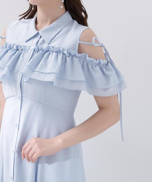 PROPORTION BODY DRESSING(プロポーションボディドレッシング)の「<E>フリルシャツワンピース / 1216247600(ワンピース・レディース・ネイビー/ブルー・P/S/MEDIUM)」の3枚目の写真