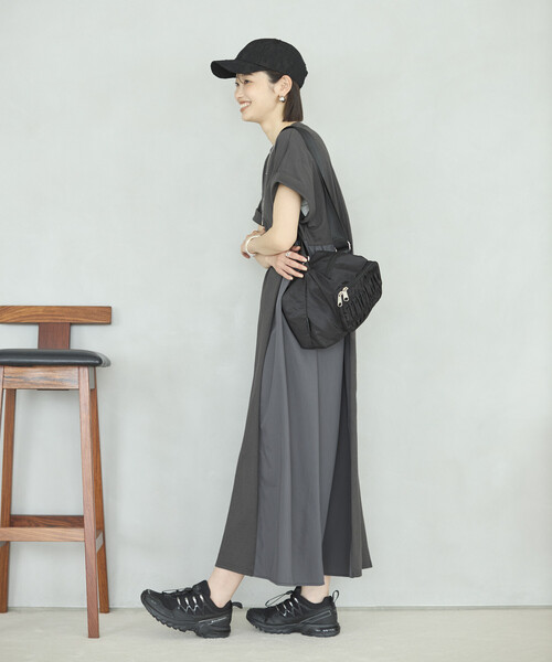 Firsthand（ファーストハンド）の「Firsthand/ファーストハンド オーガニックコットン 異素材 ドッキング ギャザー ワンピース（ワンピース・レディース・ブラック/チャコールグレー/ピンク・FREE）」の10枚目の写真