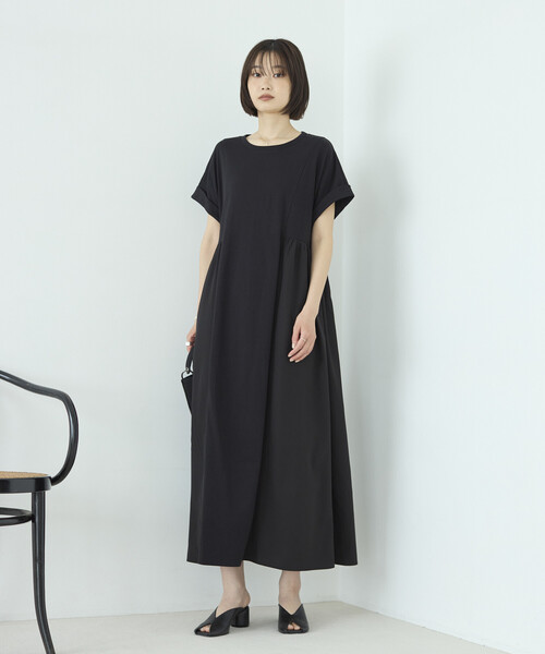 Firsthand（ファーストハンド）の「Firsthand/ファーストハンド オーガニックコットン 異素材 ドッキング ギャザー ワンピース（ワンピース・レディース・ブラック/チャコールグレー/ピンク・FREE）」の18枚目の写真
