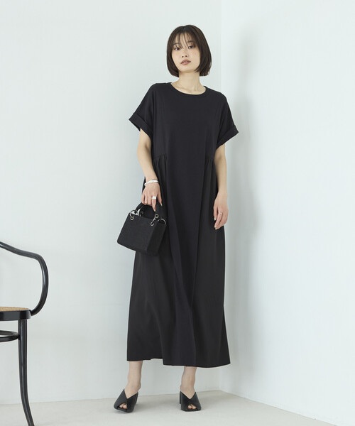 Firsthand（ファーストハンド）の「Firsthand/ファーストハンド オーガニックコットン 異素材 ドッキング ギャザー ワンピース（ワンピース・レディース・ブラック/チャコールグレー/ピンク・FREE）」の19枚目の写真