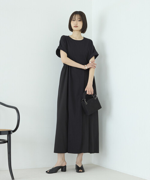 Firsthand（ファーストハンド）の「Firsthand/ファーストハンド オーガニックコットン 異素材 ドッキング ギャザー ワンピース（ワンピース・レディース・ブラック/チャコールグレー/ピンク・FREE）」の21枚目の写真