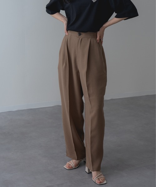 refinedworks(リファインドワークス)の「【refinedworks】セットアップ 対応◎ サイドライン センタープレス パンツ(その他パンツ・レディース・ブラウン/チャコールグレー/ブラック・FREE)」の3枚目の写真
