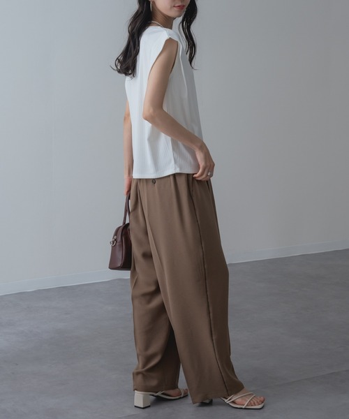 refinedworks(リファインドワークス)の「【refinedworks】セットアップ 対応◎ サイドライン センタープレス パンツ(その他パンツ・レディース・ブラウン/チャコールグレー/ブラック・FREE)」の6枚目の写真