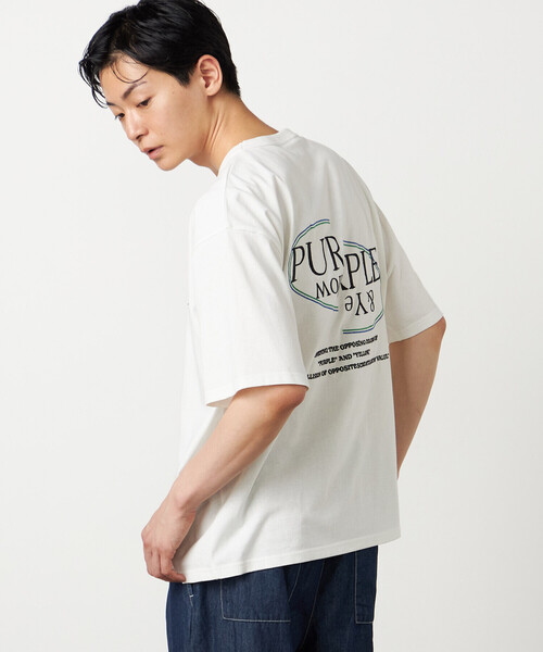 Purple&Yellow(パープルアンドイエロー)の「バックロゴ刺繍 半袖Tシャツ(Tシャツ/カットソー・メンズ・ホワイト/ブラック/グリーン/オートミール・SMALL/MEDIUM/LARGE)」の8枚目の写真