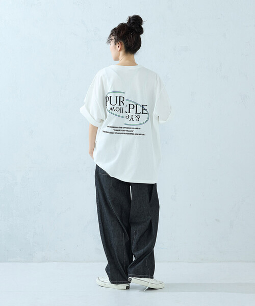Purple&Yellow（パープルアンドイエロー）の「バックロゴ刺繍 半袖Tシャツ（Tシャツ/カットソー・メンズ・ホワイト/ブラック/グリーン/オートミール・SMALL/MEDIUM/LARGE）」の21枚目の写真