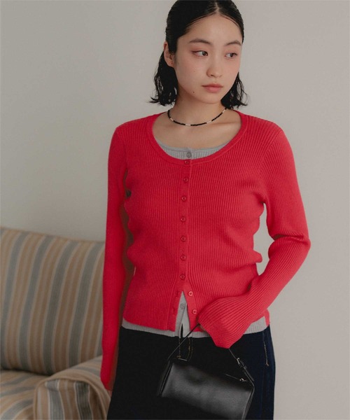 miette(ミエット)の「レイヤード配色クルーネックニットカーディガン(カーディガン/ボレロ・レディース・レッド/ブラウン/マスタード・FREE)」の19枚目の写真