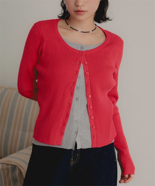 miette(ミエット)の「レイヤード配色クルーネックニットカーディガン(カーディガン/ボレロ・レディース・レッド/ブラウン/マスタード・FREE)」の21枚目の写真