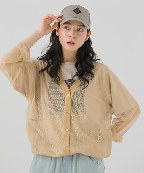 EKAL(エカル)の「メッシュドロストカーディガン(カーディガン/ボレロ・レディース・ブルー/ベージュ/ブラウン・ONE)」の6枚目の写真