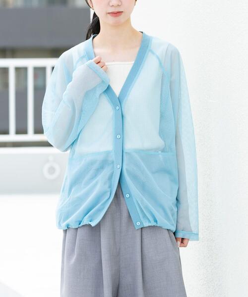 EKAL（エカル）の「メッシュドロストカーディガン（カーディガン/ボレロ・レディース・ブルー/ベージュ/ブラウン・ONE）」の9枚目の写真