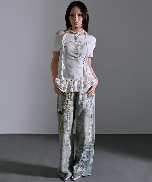 .KOM(ドットコム)の「『.KOM/ドットケーオーエム』転写デニムパンツ 【CN】(デニムパンツ・レディース・ブルー・S/M)」の6枚目の写真