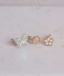 LINFA　（リンファ）の「オーロラバタフライ＆フラワーピアスセット（ピアス（両耳用））」