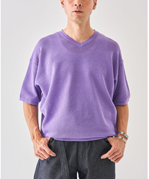 Tシャツ/カットソー（パープル/紫色系・Vネック）ファッション通販
