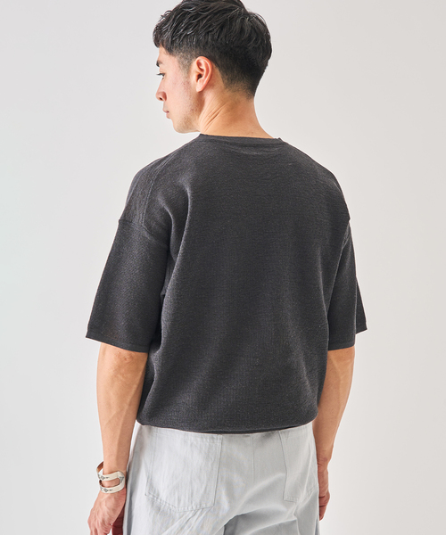 EDIFICE(エディフィス)の「LINEN LUXE V ネック ニット Tシャツ(Tシャツ/カットソー・メンズ・ブラック/パープル/ブルー系その他・MEDIUM/LARGE)」の9枚目の写真