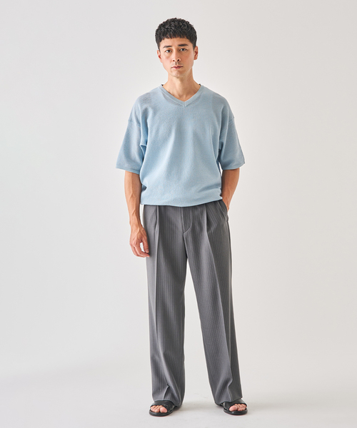 EDIFICE(エディフィス)の「LINEN LUXE V ネック ニット Tシャツ(Tシャツ/カットソー・メンズ・ブラック/パープル/ブルー系その他・MEDIUM/LARGE)」の11枚目の写真