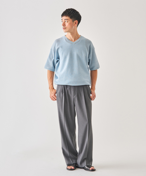 EDIFICE(エディフィス)の「LINEN LUXE V ネック ニット Tシャツ(Tシャツ/カットソー・メンズ・ブラック/パープル/ブルー系その他・MEDIUM/LARGE)」の12枚目の写真