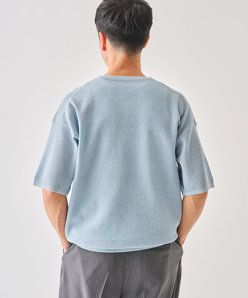 EDIFICE(エディフィス)の「LINEN LUXE V ネック ニット Tシャツ(Tシャツ/カットソー・メンズ・ブラック/パープル/ブルー系その他・MEDIUM/LARGE)」の16枚目の写真