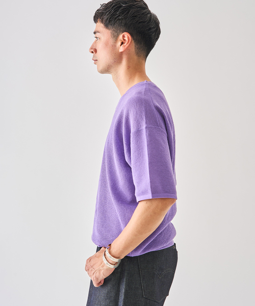 EDIFICE(エディフィス)の「LINEN LUXE V ネック ニット Tシャツ(Tシャツ/カットソー・メンズ・ブラック/パープル/ブルー系その他・MEDIUM/LARGE)」の22枚目の写真