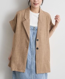 軽やかにきちんと見え。リネンブレンド半袖ジャケット / サマージャケット
