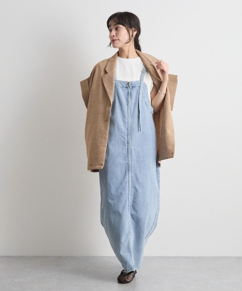 Futier land（フューティアランド）の「軽やかにきちんと見え。リネンブレンド半袖ジャケット / サマージャケット（テーラードジャケット・レディース・ベージュ/チャコールグレー/ライトベージュ・FREE）」の7枚目の写真