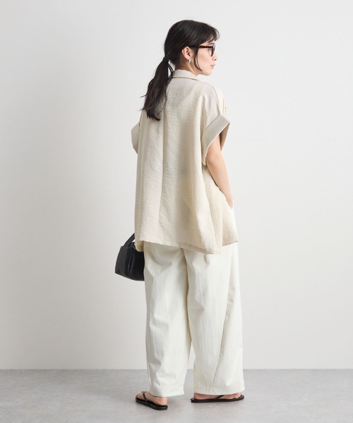 Futier land（フューティアランド）の「軽やかにきちんと見え。リネンブレンド半袖ジャケット / サマージャケット（テーラードジャケット・レディース・ベージュ/チャコールグレー/ライトベージュ・FREE）」の16枚目の写真