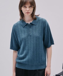 MELANGE WIDE RIB SUMMER KNIT POLO / メランジワイドリブサマーニットポロ