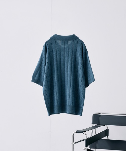 SELLE GLANT(セレグランテ)の「MELANGE WIDE RIB SUMMER KNIT POLO / メランジワイドリブサマーニットポロ(ポロシャツ・メンズ・ブラック/ダークブラウン/ブルー・MEDIUM/LARGE/SMALL)」の20枚目の写真