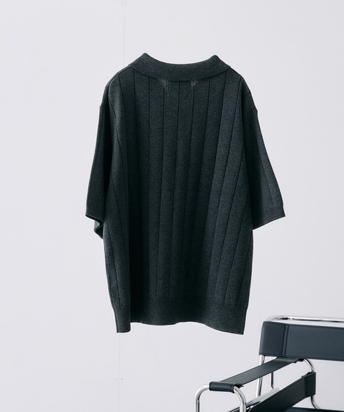 SELLE GLANT(セレグランテ)の「MELANGE WIDE RIB SUMMER KNIT POLO / メランジワイドリブサマーニットポロ(ポロシャツ・メンズ・ブラック/ダークブラウン/ブルー・MEDIUM/LARGE/SMALL)」の13枚目の写真