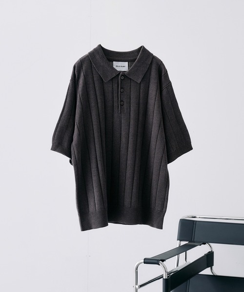 SELLE GLANT(セレグランテ)の「MELANGE WIDE RIB SUMMER KNIT POLO / メランジワイドリブサマーニットポロ(ポロシャツ・メンズ・ブラック/ダークブラウン/ブルー・MEDIUM/LARGE/SMALL)」の15枚目の写真