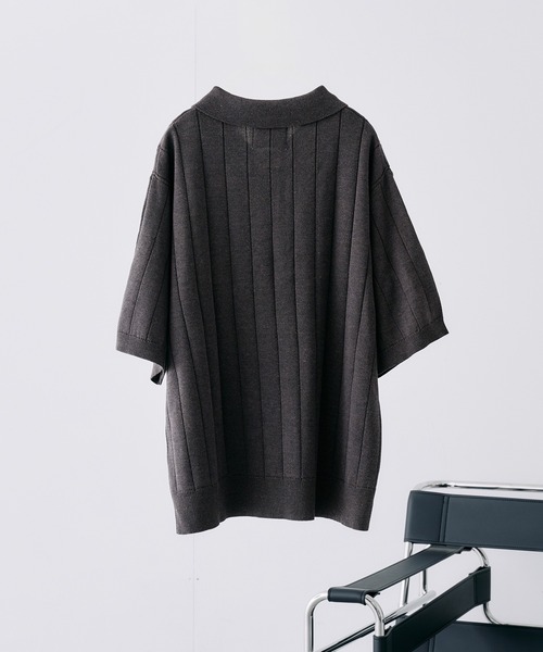 SELLE GLANT(セレグランテ)の「MELANGE WIDE RIB SUMMER KNIT POLO / メランジワイドリブサマーニットポロ(ポロシャツ・メンズ・ブラック/ダークブラウン/ブルー・MEDIUM/LARGE/SMALL)」の16枚目の写真
