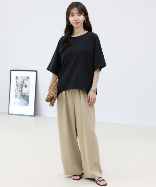 Aletta vita（アレッタビータ）の「接触冷感シルケットタック使いドルマンプルオーバー（Tシャツ/カットソー・レディース・ネイビー/グレイッシュベージュ/ブラック・M）」の22枚目の写真