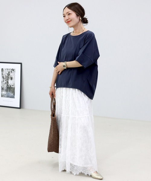 Aletta vita（アレッタビータ）の「接触冷感シルケットタック使いドルマンプルオーバー（Tシャツ/カットソー・レディース・ネイビー/グレイッシュベージュ/ブラック・M）」の19枚目の写真