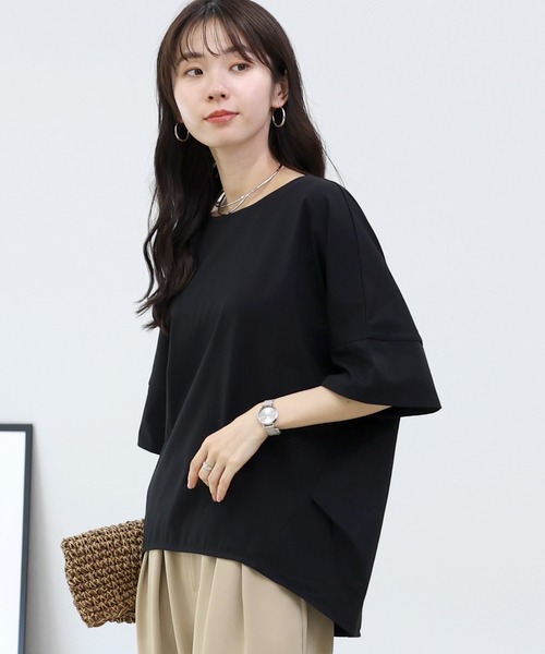Aletta vita（アレッタビータ）の「接触冷感シルケットタック使いドルマンプルオーバー（Tシャツ/カットソー・レディース・ネイビー/グレイッシュベージュ/ブラック・M）」の21枚目の写真
