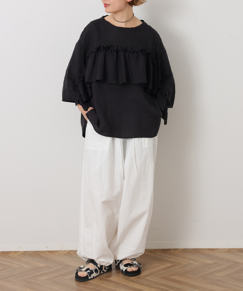 JOURNAL STANDARD LUXE(ジャーナルスタンダード ラックス)の「バフワッシャー ベイカーパンツ(その他パンツ・レディース・カーキ/ホワイト・SMALL/MEDIUM)」の7枚目の写真
