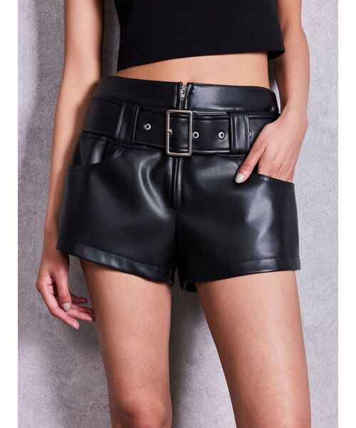 Ginzi レザー ブラック ショートパンツ スタッズ Ginzi レザー ブラック ショートパンツ スタッズ セール】Studs