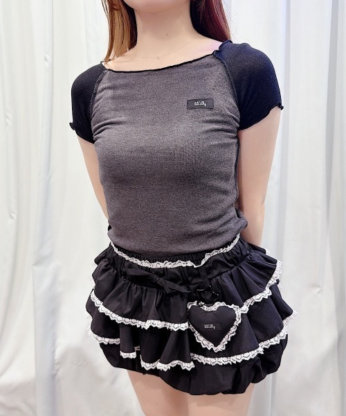 lilLilly(リルリリー)の「シアーラグランTシャツ(Tシャツ/カットソー・レディース・ホワイト/ブラック/ピンク・FREE)」の1枚目の写真